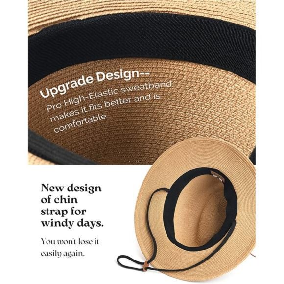 Women\'s Sun Hat Summer Wide Brim Panama Fedora Foldable Packable Straw Hat main image 6
